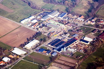 Industrial estate and company settlement Industriestrasse in the district Billigheim in Billigheim-Ingenheim in the state Rhineland-Palatinate