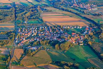 Aerial view of Village view from the west in Barbelroth in the state Rhineland-Palatinate, Germany