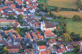 Aerial photograpy of Herrengasse in Minfeld in the state Rhineland-Palatinate, Germany