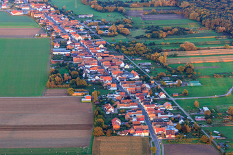 Saarstrasse from the west in Kandel in the state Rhineland-Palatinate, Germany from the plane