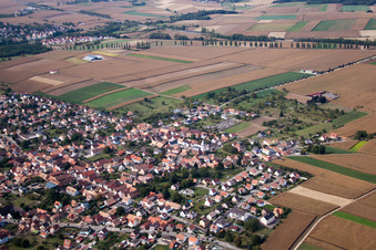 Schwindratzheim in the state Bas-Rhin, France seen from a drone