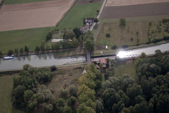 Oblique view of Schwindratzheim in the state Bas-Rhin, France