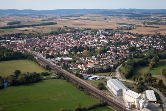 Schwindratzheim in the state Bas-Rhin, France from above