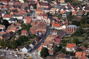 Aerial view of Hochfelden in the state Bas-Rhin, France