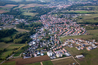 Village - view on the edge of agricultural fields and farmland in Gundershoffen in Grand Est, France