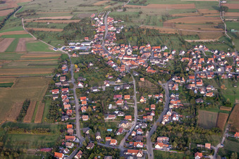 Aerial view of Gunstett in the state Bas-Rhin, France