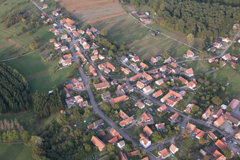 Aerial view of Merkwiller-Pechelbronn in the state Bas-Rhin, France