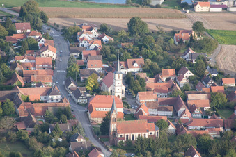 Aerial photograpy of Kutzenhausen in the state Bas-Rhin, France