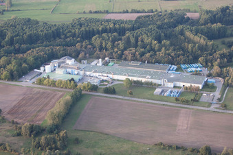 Sitek Insulation in the district Altenstadt in Wissembourg in the state Bas-Rhin, France seen from a drone