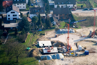 New development area Am Höhenweg in Kandel in the state Rhineland-Palatinate, Germany from the plane