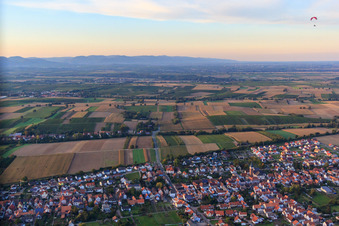 Aerial view of Volmersweilerer Straße in the district Schaidt in Wörth am Rhein in the state Rhineland-Palatinate, Germany