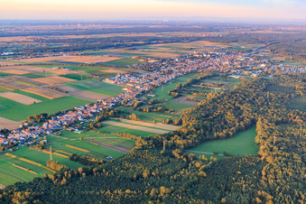 Aerial view of City panorama from the southwest in Kandel in the state Rhineland-Palatinate, Germany