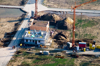 Drone recording of New development area Am Höhenweg in Kandel in the state Rhineland-Palatinate, Germany