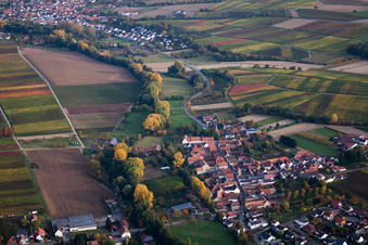 District Klingen in Heuchelheim-Klingen in the state Rhineland-Palatinate, Germany from above