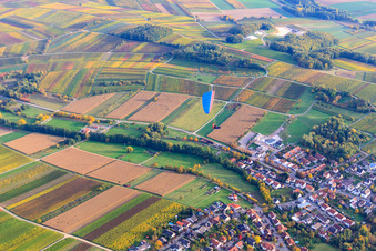 Aerial view of Bahnhofstr in Klingenmünster in the state Rhineland-Palatinate, Germany