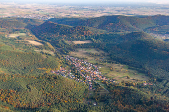 Oblique view of Birkenhördt in the state Rhineland-Palatinate, Germany