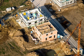 New development area Am Höhenweg in Kandel in the state Rhineland-Palatinate, Germany from the plane