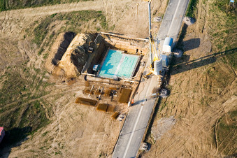 Drone recording of New development area Am Höhenweg in Kandel in the state Rhineland-Palatinate, Germany