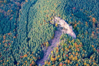 Aerial view of Rötzenfelsen in the district Gossersweiler in Gossersweiler-Stein in the state Rhineland-Palatinate, Germany
