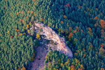 Aerial photograpy of Rötzenfelsen in the district Gossersweiler in Gossersweiler-Stein in the state Rhineland-Palatinate, Germany