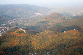 Annweiler, 3 castles Trifels, Scharfenberg and Anebos in Leinsweiler in the state Rhineland-Palatinate, Germany