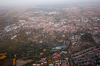 Aerial photograpy of Landau from the south in Landau in der Pfalz in the state Rhineland-Palatinate, Germany