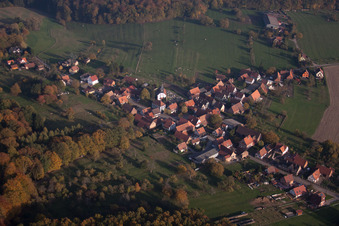 Mattstall in the state Bas-Rhin, France viewn from the air