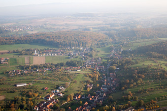 Langensoultzbach in the state Bas-Rhin, France seen from above