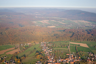 Nehwiller-près-Wœrth in the state Bas-Rhin, France seen from a drone