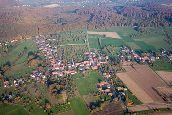 Aerial view of Nehwiller-près-Wœrth in the state Bas-Rhin, France