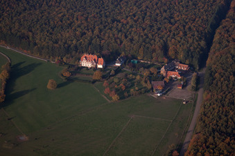 Bird's eye view of Niederbronn-les-Bains in the state Bas-Rhin, France