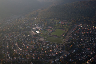Drone recording of Niederbronn-les-Bains in the state Bas-Rhin, France