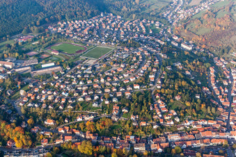Town View of the streets and houses of the residential areas in Niederbronn-les-Bains in Grand Est, France