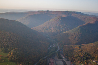 Bird's eye view of Niederbronn-les-Bains in the state Bas-Rhin, France