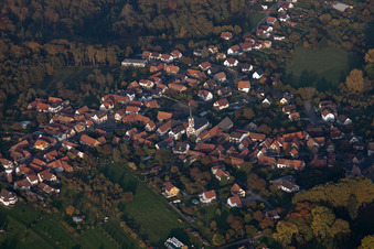 Aerial view of Gœrsdorf in the state Bas-Rhin, France