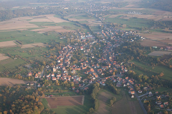 Aerial view of Mitschdorf in the state Bas-Rhin, France