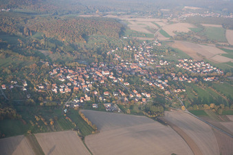 Preuschdorf in the state Bas-Rhin, France seen from a drone