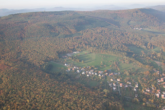 Preuschdorf in the state Bas-Rhin, France from above