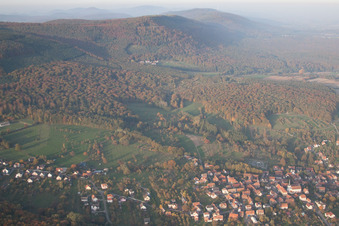 Preuschdorf in the state Bas-Rhin, France seen from above