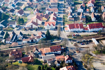Railway crossing in Jockgrim in the state Rhineland-Palatinate, Germany