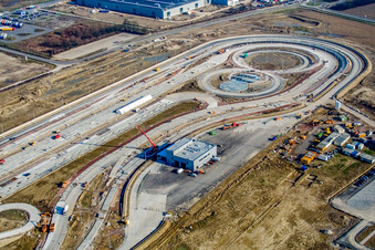 Aerial photograpy of Daimler-Chrysler truck test track in Wörth am Rhein in the state Rhineland-Palatinate, Germany