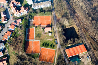Aerial view of Tennis Club TC77 Jockgrim eV in Jockgrim in the state Rhineland-Palatinate, Germany