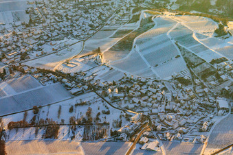 St. Dionysius Chapel in winter with snow from the north in the district Gleiszellen in Gleiszellen-Gleishorbach in the state Rhineland-Palatinate, Germany
