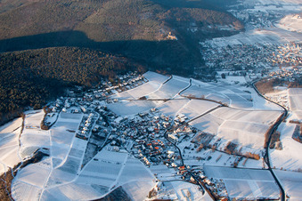 Aerial view of In winter in the district Gleiszellen in Gleiszellen-Gleishorbach in the state Rhineland-Palatinate, Germany