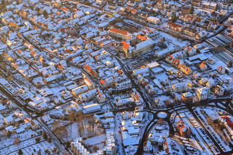 Castle Bad Bergzabern in winter with snow in Bad Bergzabern in the state Rhineland-Palatinate, Germany