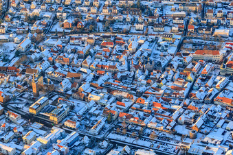 Wine Route in winter with snow in Bad Bergzabern in the state Rhineland-Palatinate, Germany