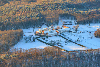 Liebfrauenberg Monastery in winter with snow in Bad Bergzabern in the state Rhineland-Palatinate, Germany