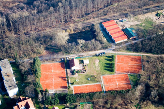 Aerial photograpy of Tennis Club TC77 Jockgrim eV in Jockgrim in the state Rhineland-Palatinate, Germany