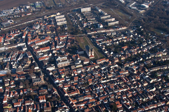 Aerial view of District Oggersheim in Ludwigshafen am Rhein in the state Rhineland-Palatinate, Germany