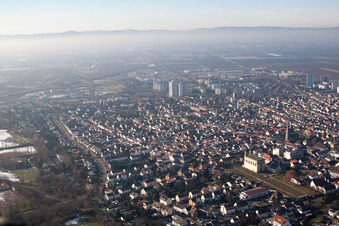 District Oggersheim in Ludwigshafen am Rhein in the state Rhineland-Palatinate, Germany from above